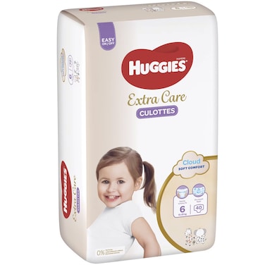 Huggies Extra Care Soft Cloud Culottes Baby Diaper Pants Size 6 15-25kg Jumbo Pack 40 Pants