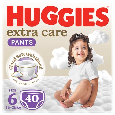 Huggies Extra Care Soft Cloud Culottes Baby Diaper Pants Size 6 15-25kg Jumbo Pack 40 Pants