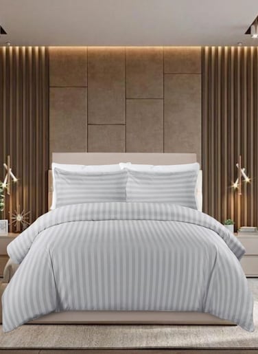 4 Pieces Single Size Duvet Cover Set with Fitted sheet and Pillowcases