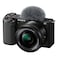 Sony Interchangeable Lens Vlog Camera ZV-E10LB Black And Shooting Grip With Wireless Remote Commander GP-VPT2BT Black