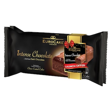 EuroCake Premium Intense Chocolate Choco Coated Cake, 150g Pack of 2