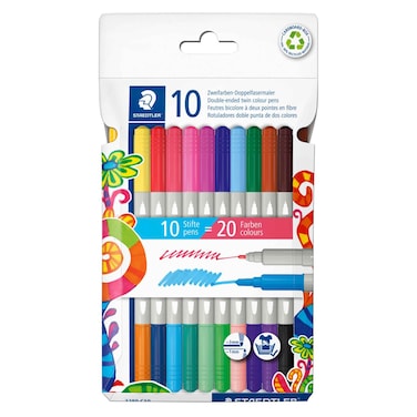 Staedtler Double-ended Fibre-tip Twin Colour Pens 10 PCS