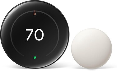 Google Nest Learning Thermostat (4th gen) with Nest Temperature Sensor (2nd gen) - Polished Obsidian (International Version)