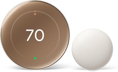 Google Nest Learning Thermostat (4th gen) with Nest Temperature Sensor (2nd gen) - Polished Gold (International version)