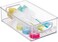 Small Plastic Baby Nursery and Food Organizer -Storage Holder Bin with Handles for Closet, Cupboard, Cabinet, Drawers, Shelves - Holds Canned Food, Bottles, Formula - Ligne Collection, Clear - Pack of 1