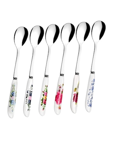 Coffee Spoons for Coffee Bar 6Pcs - Chinese Floral Stainless Steel Spoons Kitchen Set Tea Spoons Silverware Set - Ice Cream Spoon Cake Tableware Set Coffee Stirrers Reusable Dessert Spoons for Tea Set