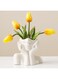 DHYXZCA White Ceramic Face Vase, Female Form Head Half Body Bust Vases Boho Feminist Minimalism Decorative Modern Nordic Style Flower Vase for Home Living Room Office Book Shelf Decor (Medium)