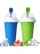 MAGA ZONE 2 Pcs Slushie Maker Cup, Magic Quick Frozen Smoothies Cup, Double Layer Squeeze Cup for Homemade Milk Shakes &amp; Ice Cream Maker, DIY Cooling Cup for Family (Blue + Green)