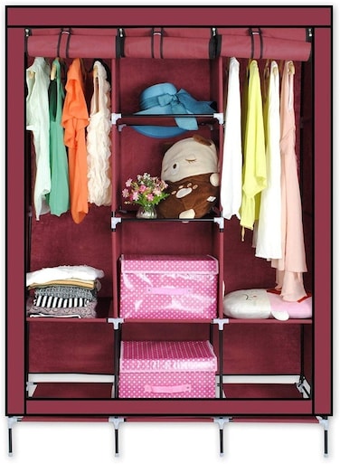 Stylish Portable Wardrobe Closet Model 88130 Featuring Organized Storage Sections Hanging Space Strong Frame Lightweight Design Perfect for Bedroom Use and Efficient Space Management Solution
