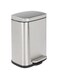 mDesign Stainless Steel Touchless Rectangular 1.3 Gallon/5 Liter Foot Step Trash Can with Lid - Wastebasket Container Bin for Bathroom, Bedroom, Kitchen, Office, Holds Garbage, Waste - Brushed Chrome