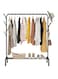 SHOWAY Cloth Rack - Modern Black Iron Clothes, Shoes, Hats &amp; Accessories Stand with 8pcs Hooks &amp; Bottom Storage Shelf - 110cm Length