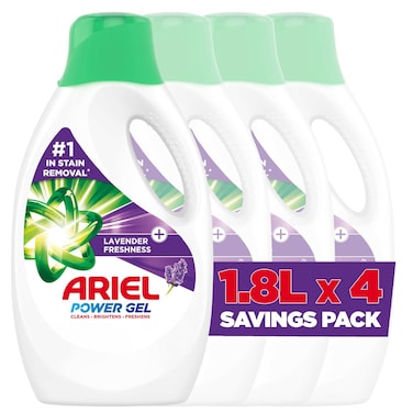 Ariel Liquid Laundry Detergent Lavender Freshness 1.8L Pack of 4