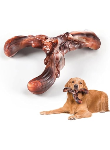 Indestructible Dog Toys for Aggressive Chewers, Long Lasting Beef Flavour Nylon Chew Toys for dogs, Strong Dog Toys for Medium and Large Dogs, Tough Dog Chew Toy for Boredom Teeth Cleaning, Antler