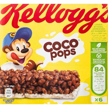 كيلوجز رقائق كوكو بوبس ، عبوة من 6 قطع، 20 غرام