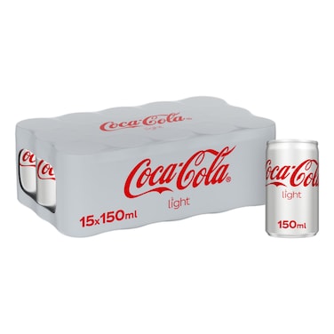 Coca-Cola Light Carbonated Soft Drink Can, 150ml Pack of 15