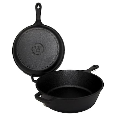 Westinghouse USA 3-Quart Pre-Seasoned Cast Iron Dutch Oven with 10.25-Inch Skillet Lid &ndash; Versatile 2-in-1 Cookware for Indoor &amp; Outdoor Use