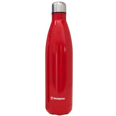 Westinghouse USA 750ML Stainless Steel Vacuum Flask &ndash; Red   Double-Walled Insulated Bottle   Leak-Proof Push-Button Lid   Keeps Drinks Hot for 10 Hours &amp; Cold for 18 Hours
