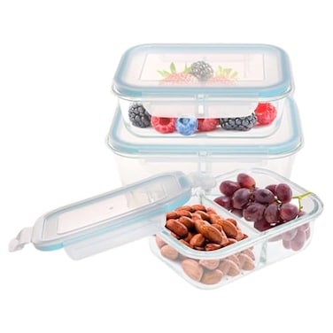 Westinghouse USA 3-Piece Rectangle Glass Container Set   1050ml x 3   Airtight &amp; Leak-Proof   BPA-Free &amp; Microwave Safe