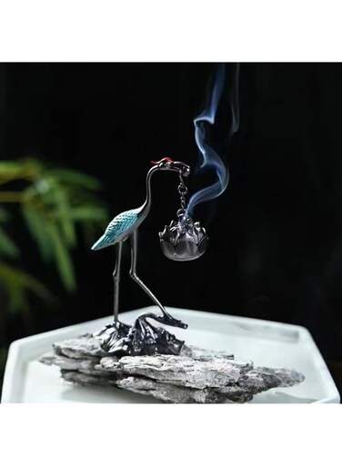 Sense Go Incense Holder Crane Shape Hanging Incense Burner for Powder/Stick/Cone/Coil Incense, 2 in 1 Incense Stick Holder, Incense Diffuser as Gift for Yoga and Meditation