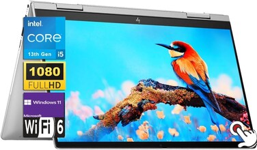 HP Envy x360 2-in-1 14" FHD Touchscreen Laptop, Intel Core i5-1335U Processor, 8GB RAM 512GB SSD, Wi-Fi 6E, Bluetooth 5.3, Backlit Keyboard, Fingerprint reader, Windows 11 Home, Natural Silver
