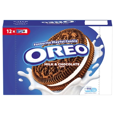 OREO Milk &amp; Chocolate Cookies Sandwich Biscuits, 36.8g Pack of 12
