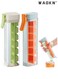Ice cube mold, one-handed press ice tray, easy to slide out and remove, ice tray, ice cube mold, ice cube container with lid (orange + green)