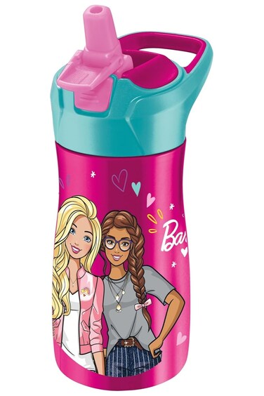 Picnik Barbie Stainless Steel Drinking Bottle, 430 ml, Automatic Straw System, with Locking Button, Carry Handle