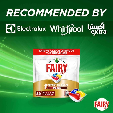 Fairy 1 Step Clean Plus Automatic Dishwasher Tablets Lemon Scent 20 Tablets x5
