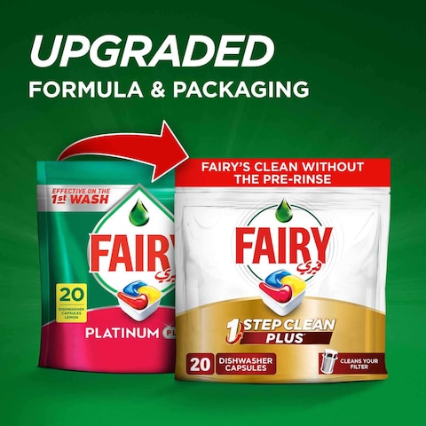 Fairy 1 Step Clean Plus Automatic Dishwasher Tablets Lemon Scent 20 Tablets x5