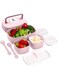 ZEALW 860ml Bento Lunch Box, 2 Layer, 3 Compartment Stackable, Airtight Bento Boxes with Removable Compartments for Adults &amp; Kids, Microwave Safe, Spoon and Fork Included (Pink)