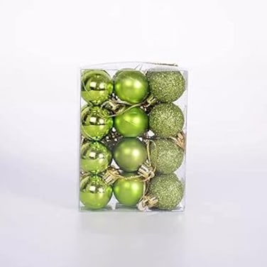 Christmas Tree Plastic Decorative Ornaments Christmas Balls Shatterproof - 24 Pieces, 3cm Assorted Colors (Lawn Green)