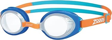Zoggs Little Ripper Swim Goggles Blue Orange Clear &ndash; Anti-Fog Clear Lenses With UV Protection &amp; Adjustable Strap, Comfortable Leak-Resistant Toddler &amp; Kids Swimming Goggles