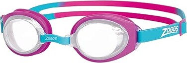 Zoggs Little Ripper Swim Goggles Pink Turquoise Clear &ndash; Anti-Fog Clear Lenses With UV Protection &amp; Adjustable Strap, Comfortable Leak-Resistant Toddler &amp; Kids Swimming Goggles