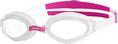 Zoggs Endura Max Swim Goggles White Pink Clear, Anti-Fog UV Protection Lenses, Soft-Seal Comfort Gasket, Adjustable Strap &amp; Nose Bridge, Ideal for Fitness &amp; Everyday Swimming, 461110-WHPKCLR