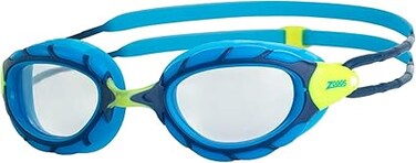 Zoggs Predator Junior Swim Goggles Blue Lime Clear Anti-Fog UV Protection Lenses, Ultra-Fit Comfort Gasket, Adjustable Strap, Ideal for Aged 6&ndash;14 for Training &amp; Racing, 461319-BLLMCLR