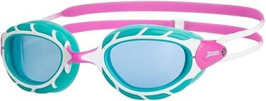 Zoggs Predator Junior Swim Goggles Pink Turquoise Tint Blue, Anti-Fog UV Protection Lenses, Ultra-Fit Comfort Gasket, Adjustable Strap, Ideal for Aged 6&ndash;14 for Training &amp; Racing, 461319-PKTQTBL
