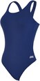 زوغز كوتسلو بظهر قوي قطعة واحدة، بدلة سباحة، مقاومة للكلورين 100٪، حمالة صدر على الرف، ارتفاع ساق متوسط، حماية من الشمس UPF50+، كحلية، مقاس 28