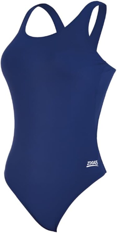 زوغز كوتسلو بظهر قوي قطعة واحدة، بدلة سباحة، مقاومة للكلورين 100٪، حمالة صدر على الرف، ارتفاع ساق متوسط، حماية من الشمس UPF50+، كحلية، مقاس 28