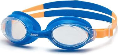 Zoggs Bondi Swim Goggles Black Blue Orange Clear &ndash; Anti-Fog Clear Lenses With UV Protection &amp; Adjustable Strap, Comfortable Leak-Resistant Adult Swimming Goggles for Pool Training