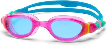 Zoggs Junior Phantom 2.0 Anti-Fog UV Protection Quick-Adjust No-Leak Comfortable Soft Silicone Swimming Goggles, 6-14 Years, Pink/Turquoise - Tinted Blue Lens