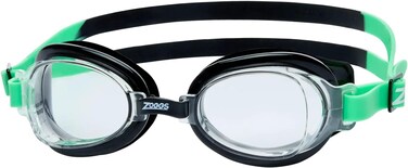 Zoggs Otter Swim Goggles Black Green Clear &ndash; Anti-Fog Clear Lenses With UV Protection &amp; Adjustable Strap, Comfortable Leak-Resistant Goggles for Kids Swimming Lessons &amp; Pool Training