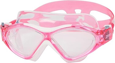 قناع سباحة زوغز سوبر سيل جونيور، وردي وأبيض وشفاف - عدسة شفافة مضادة للضباب مع حماية من الأشعة فوق البنفسجية وحزام قابل للتعديل، قناع سباحة للأطفال مقاوم للتسرب