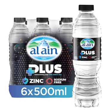 العين بلاس مياه مدعمة بالزنك وخالي من الصوديوم 500 ملل حزمة من 6 قطع