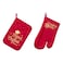 Pot Holder 17x28cm + Oven Mitt 18x25cm, Plain Red