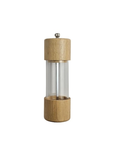 Wood &amp; Acrylic Salt &amp; Pepper Grinder, 16.5 cm Manual Mill with Clear Window, Adjustable Coarseness, Ceramic Core, Easy Refill, 0.13 L Capacity &acirc;&euro;&ldquo; SOBHYS