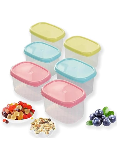 Azonee Pack of 6 Storage Containers with Lids, Kitchen Leak-Proof Stackable Sealed Fresh-Keeping Box, Food Grade Plastic Reusable BPA-Free Food Storage Containers for Microwave Freezer Safe (160ML)