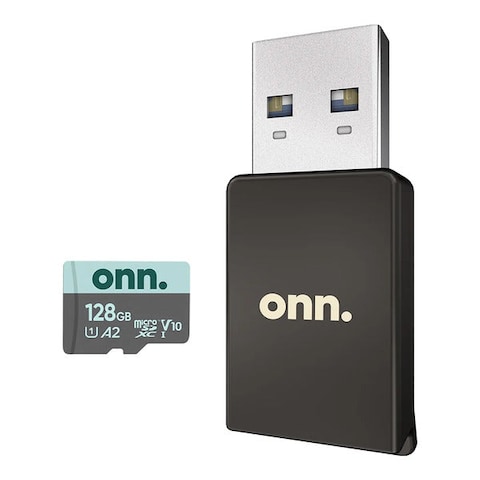 Keep Onn. Memory Card Micro SD With Adapter and USB 3.2 Pro Card Reader 175MB/S 128GB