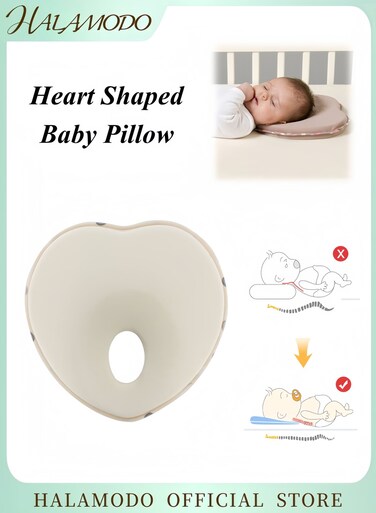 Heart-Shaped Anti-Flat Head Pillow Baby Shaping Pillow Breathable Memory Foam Adjustable Sleeping Posture Pillow Newborn Comfort Head Support Pillow