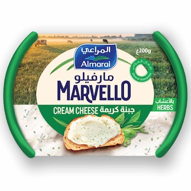 المراعي جبن كريمي مارفيلو بالأعشاب قابل للدهن، 200 غرام
