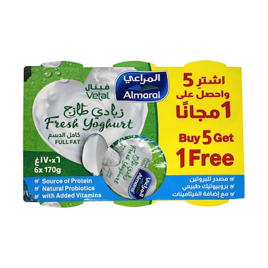 Almarai Vetal Full Fat Fresh Yoghurt, 170g Pack of 6